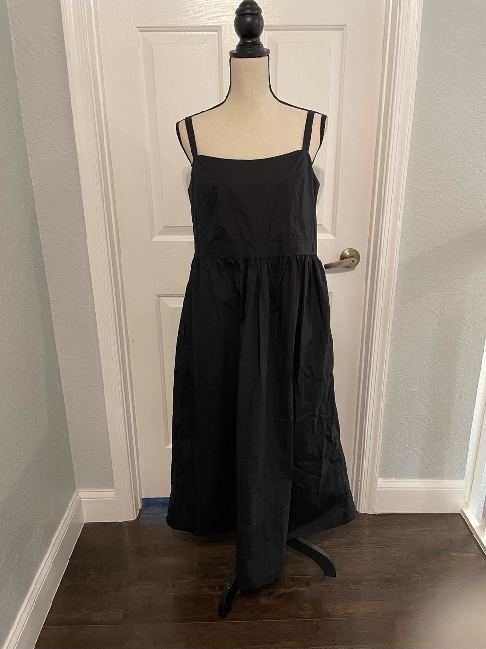 Well Worn Black Strap Square Neck Midi Dress